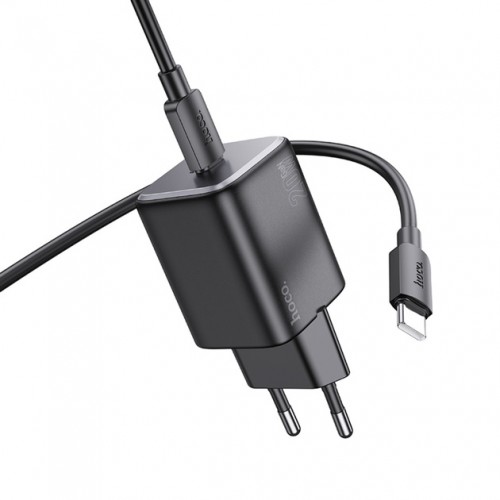 Мережевий зарядний пристрій Hoco N40 PD Type-C, 20W / Cable Type-C to Type-C black
