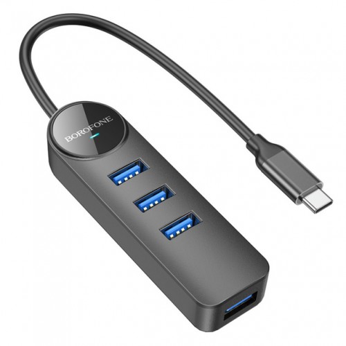 USB-хаб Borofone DH5 4in1 (USB to 4xUSB3.0) 1.2m. black