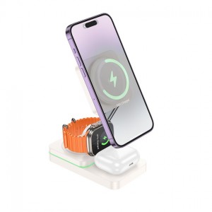 БЗУ Hoco CQ10 3in1 Wireless Fast Charger 15W white