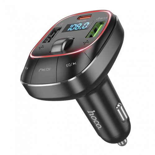 FM-трансмиттер Hoco E76 PD+QC3.0 (АЗУ 2xUSB, Type-C, 48W) black