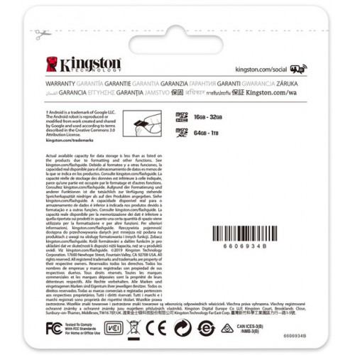 Карта памяти MicroSDXC 128Gb Kingston Canvas Select Plus Class 10 A1 UHS-I (адаптер SD)