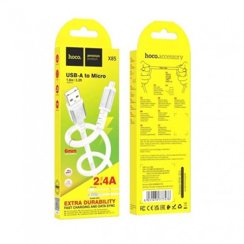 Кабель Hoco X85 USB to MicroUSB White