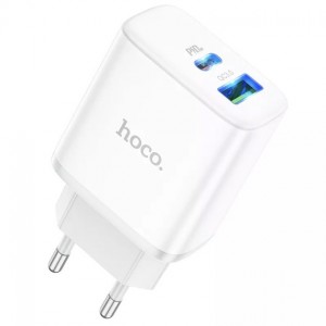 Сетевое зарядное устройство Hoco C105A PD+QC3.0 (USB, Type-C, 20W) White