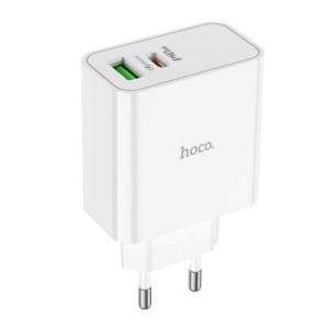 Мережевий зарядний пристрій Hoco C113A PD+QC3.0 (USB, Type-C, 65W) White