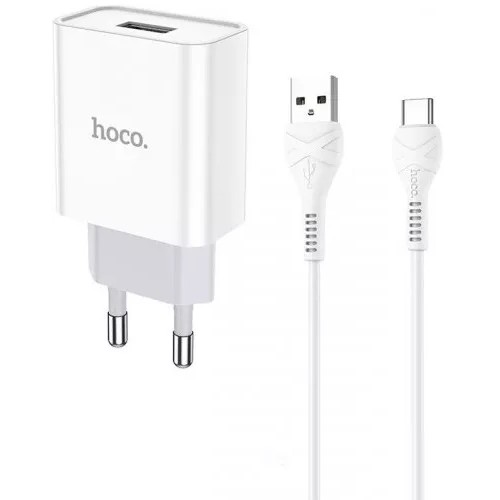 Сетевое зарядное устройство Hoco C81A Type-C (USB 2.1A/Cable Type-C) White