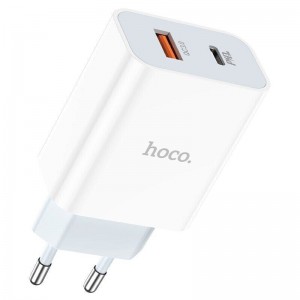 Мережевий зарядний пристрій Hoco C97A PD+QC3.0 (USB, Type-C, 20W) White
