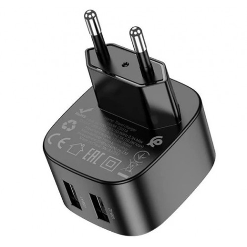 Сетевое зарядное устройство Hoco CS31A (2xUSB 2.1A) Black