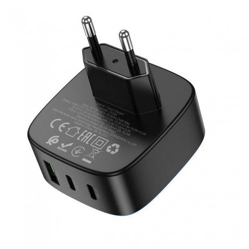 Сетевое зарядное устройство Hoco CS33A PD+QC3.0 (USB, 2xType-C, 30W) Black