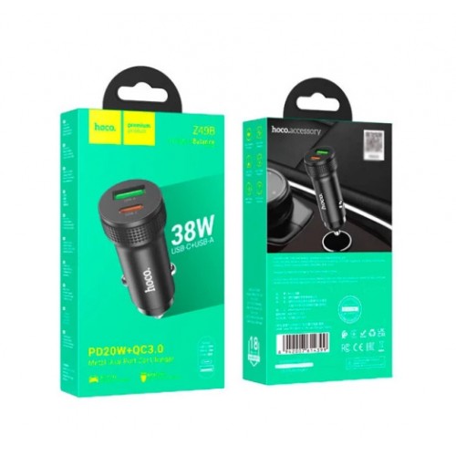 АЗУ Hoco Z49B PD+QC3.0 (USB, Type-C, 38W) Black