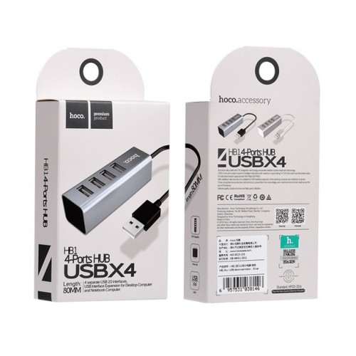 USB-хаб Hoco HB1 Grey