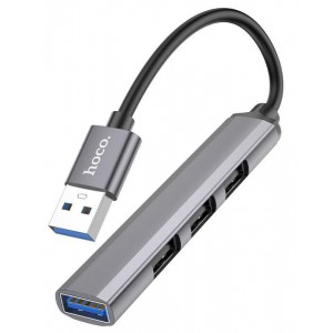 USB-хаб Hoco HB26 4in1 (USB to 3xUSB2.0 + USB3.0) Grey