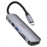 USB-хаб Hoco HB28 (Type-C to USB2.0, USB3.0, HDMI, SD, TF, PD) Grey