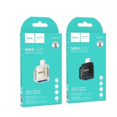 Переходник Hoco UA31C Type-C to USB OTG Black