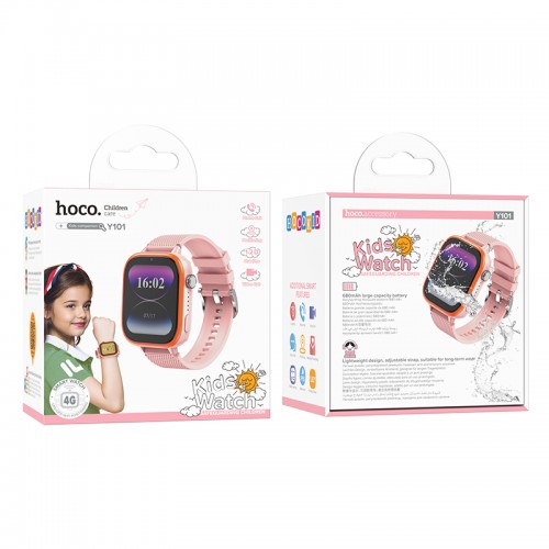 Дитячий cмарт-годинник Hoco Y101 (4G, SIM, WIFI, GPS) Pink