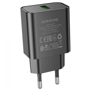 Сетевое зарядное устройство Borofone BA72A QC3.0 (USB 3A, 18W) Black