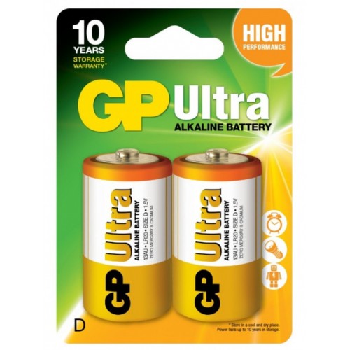 Батарейка GP 13AU-U2 Ultra Alkaline D, LR20, 1x2шт.