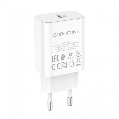 Сетевое зарядное устройство Borofone BA65A PD (Type-C, 20W) White