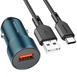АЗУ Borofone BZ19A QC3.0 Micro (USB, 18W/Cable MicroUSB) Blue