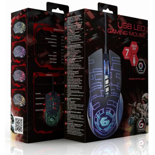 Мышь игровая Gembird MUSG-RGB-01, USB Black