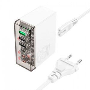 Сетевое зарядное устройство Hoco N36 PD+QC3.0 (3xUSB, 3xType-C, 65W) White
