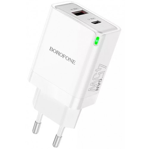 Мережевий зарядний пристрій Borofone BN16 PD+QC3.0 (USB, Type-C, 45W) White