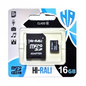 Карта памяти MicroSDHC 16Gb HI-RALI Class 10 UHS-I (SD-адаптер)