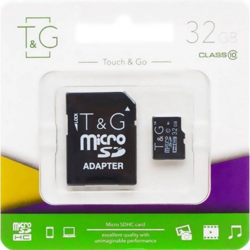 Карта памяти MicroSDHC 32Gb T&G Class 10 UHS-I (SD-адаптер)