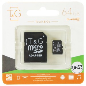 Карта памяти MicroSDHC 64Gb T&G Class 10 UHS-III (SD-адаптер)