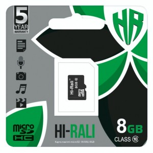 Карта памяти MicroSDHC 8Gb HI-RALI Class 10 UHS-I (card only)