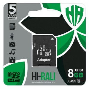 Карта памяти MicroSDHC 8Gb HI-RALI Class 10 UHS-I (SD-адаптер)