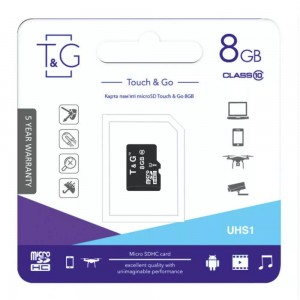 Карта памяти MicroSDHC 8Gb T&G Class 10 UHS-I (card only)
