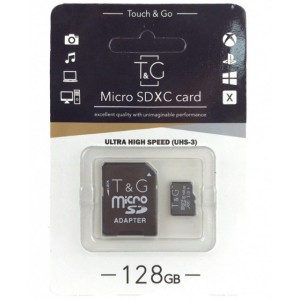 Карта памяти MicroSDXC 128Gb T&G Class 10 UHS-III (SD-адаптер)