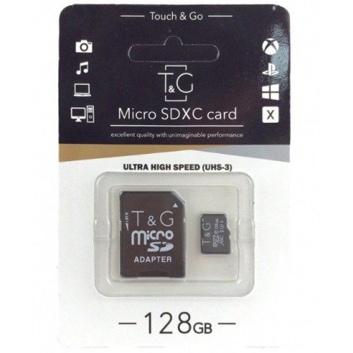 Карта пам'яті MicroSDXC 128Gb T&G Class 10 UHS-III (адаптер SD)