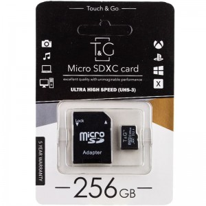 Карта памяти MicroSDXC 256Gb T&G Class 10 UHS-III (SD-адаптер)