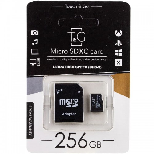 Карта памяти MicroSDXC 256Gb T&G Class 10 UHS-III (SD-адаптер)