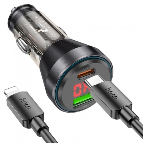 АЗУ Hoco NZ12B LCD PD+QC3.0 Lightning (USB, Type-C, 48W/Cable Type-C to Lightning) Black