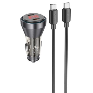 АЗУ Hoco NZ12C LCD PD+QC3.0 Type-C (2xType-C, 60W/Cable Type-C to Type-C) Black
