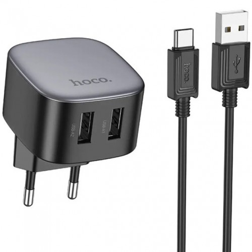 Мережевий зарядний пристрій Hoco CS31A Type-C (2xUSB 2.1A/Cable Type-C) Black