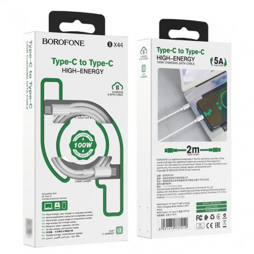 Кабель Borofone BX44 PD100W Type-C to Type-C 2m. White