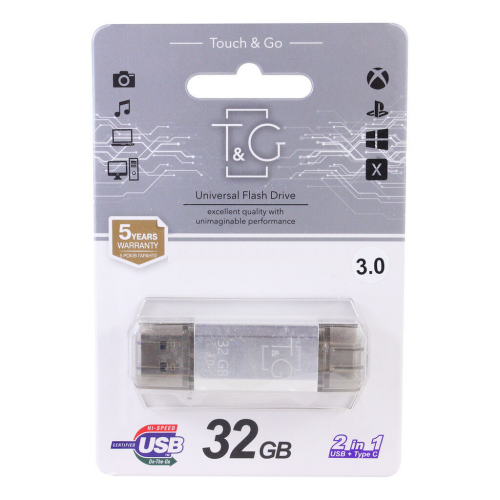 USB 3.0 флешка 32Gb T&G 009 Type-C Silver