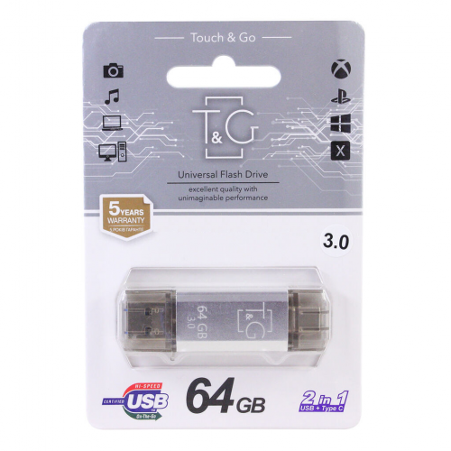 USB 3.0 флешка 64Gb T&G 009 Type-C Silver