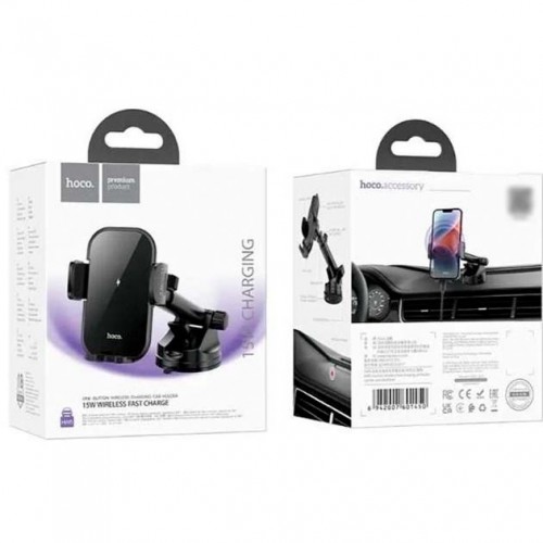Автомобільний тримач для телефону Hoco HW5 Wireless Charging 15W Black