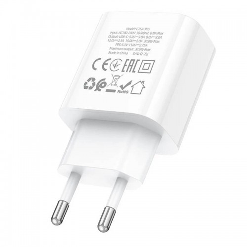 Сетевое зарядное устройство Hoco C76A Pro PD ( Type-C, 30W) White