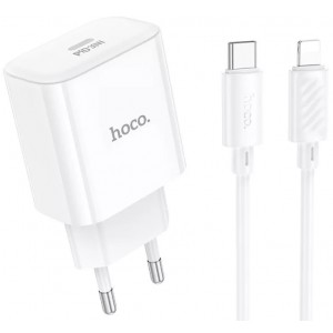 Сетевое зарядное устройство Hoco C76A Pro PD Lightning (Type-C, 30W/Cable Type-C to Lightning) White