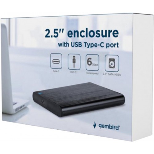 Внешний карман Gembird для 2.5 SATA USB Type-C 3.1 (EE2-U3S-6-GR) Metal black