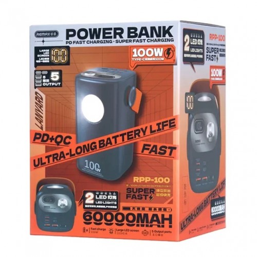 Power Bank Remax RPP-100 PD+QC3.0 100W (60000mAh) Blue
