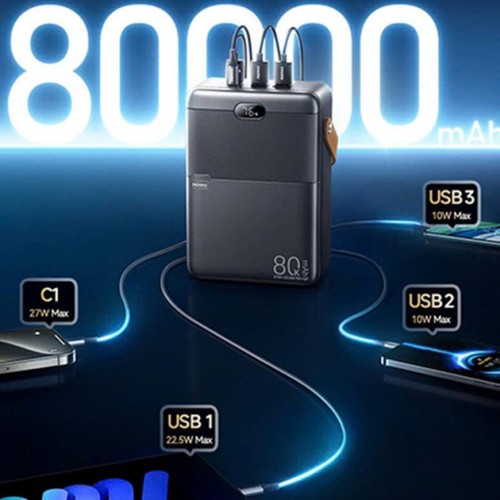 Power Bank Remax RPP-118 PD+QC3.0 27W (80000mAh) grey