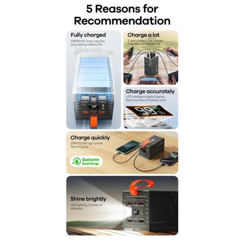 Power Bank Remax RPP-609 PD+QC3.0 22.5W (60000mAh) Green