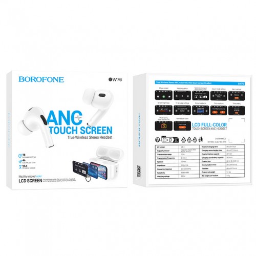 Наушники TWS Borofone BW76 ANC (с дисплеем) White