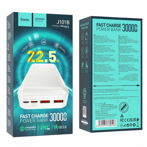 Power Bank Hoco J101B Astute USB out 9/12V (30000mAh) White